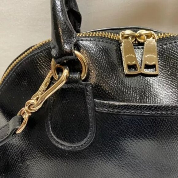 Coach Cora F36703 Patent Crossgrain Leather Black Gold Convertible Shoulder Bag - Picture 8 of 16